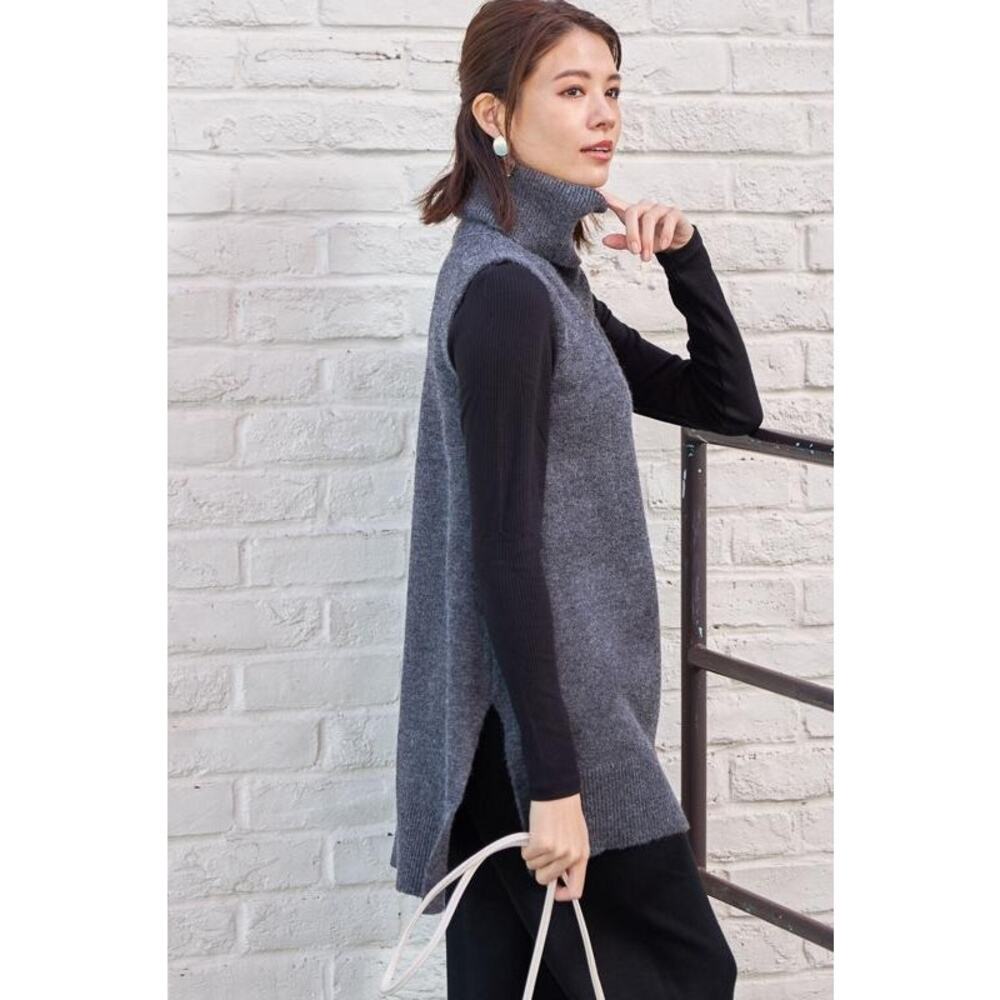 Mia Mai M Vest sleeveless cowl neck luxury wool silk knit tunic sweater Italy